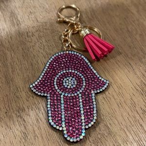 Pink Hasma Bling Rhinestone &  Tassle Keychain Valentine’s Day Gift  💘